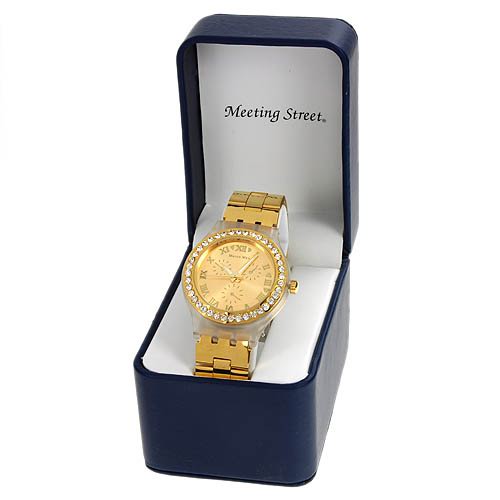 *MARCO MAX*GENUINE CRYSTAL MENZ GOLDEN DRESS WATCH